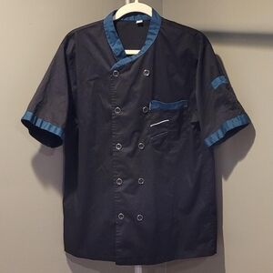 Black Chef Jacket with Blue Trim